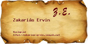 Zakariás Ervin névjegykártya